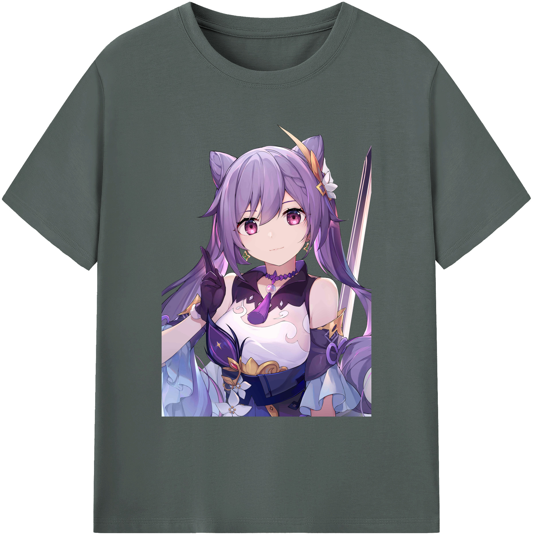 げんし神 刻晴 こくせい genshin Kokusei 綿100％ メンズ半袖Tシャツ｜肌触りやわらか＆通気性